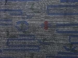 アンティーク　抽象ヱ霞に花模様織り出し本場泥大島紬着物